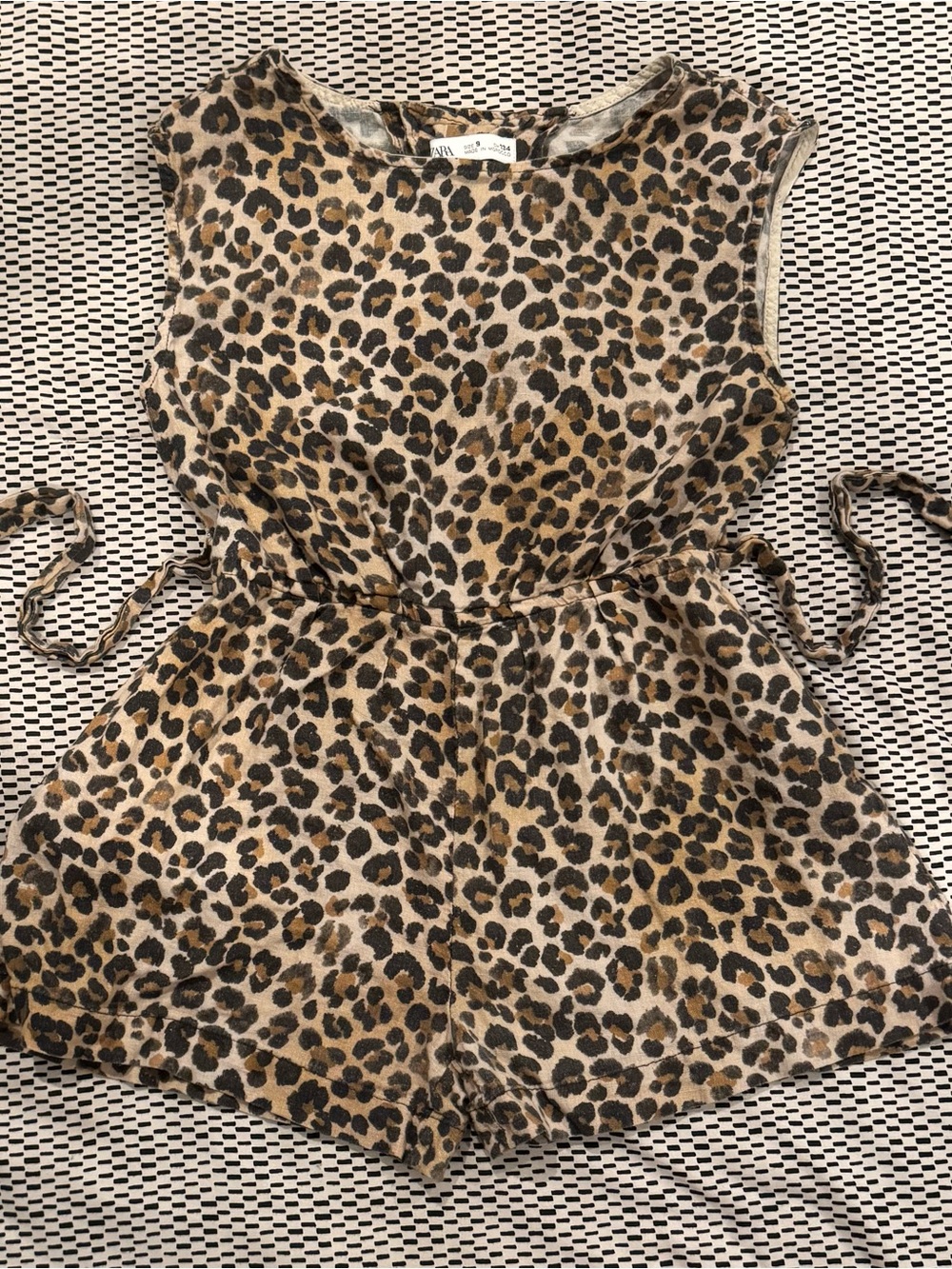 Zara Leopard Print Girls Romper - Brown & Black (9)